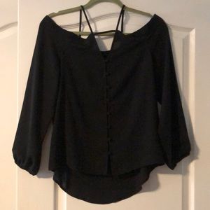 Express off shoulder button up blouse